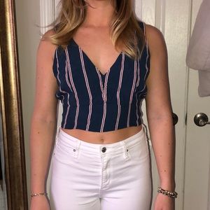 Red White and Blue Striped Crop